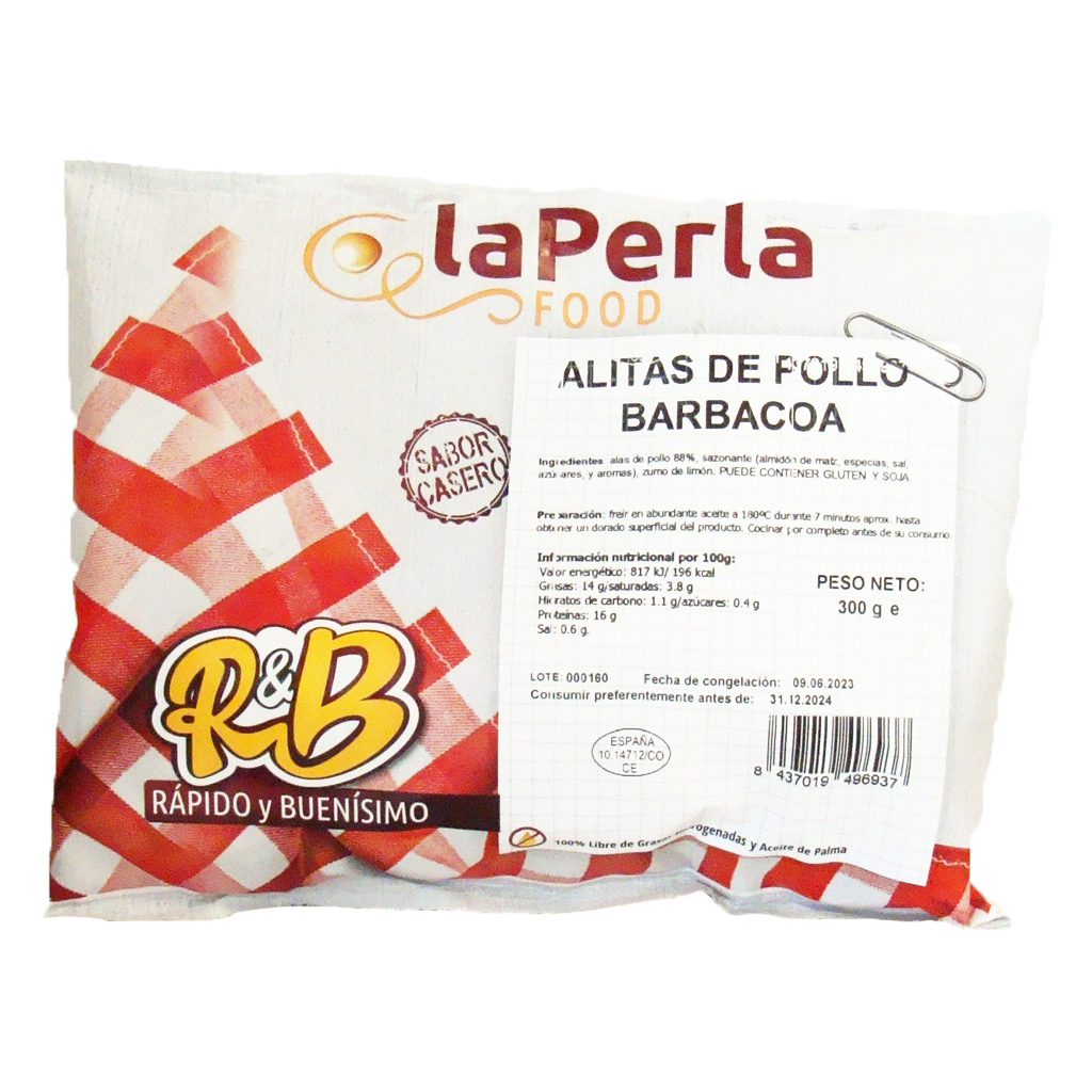ALAS POLLO BBQ 12X300GRS LA PERLA
